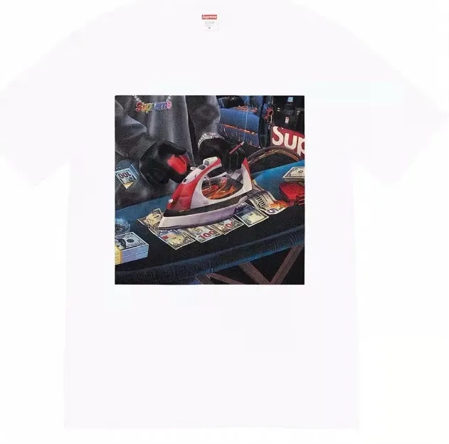 XL L Banknote M Large Tee USD 22SS Short White BLING and Gas Necklace Iron T-shirt Black S Sleeve 0508